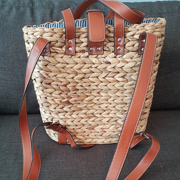 Handbags - Wicker Backpack with Handles